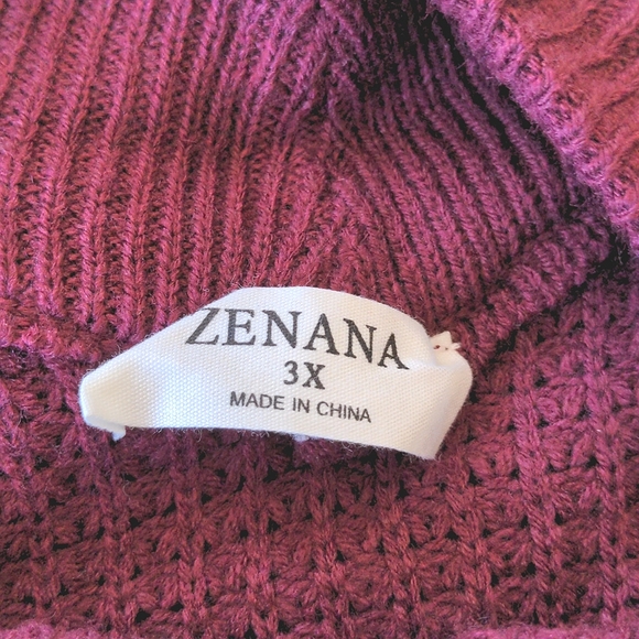 Zenana Plus Size Red Cable Knit Sweater - Picture 3 of 3